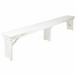 Emma+Oliver Emma And Oliver 8' X 12" Antique Rustic White Solid Pine Folding Farm Bench - Portable Bench