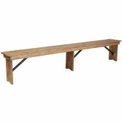 Emma+Oliver Emma And Oliver 8' X 12" Antique Rustic White Solid Pine Folding Farm Bench - Portable Bench -Emma+Oliver shop unnamed file 3839