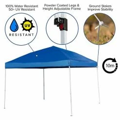 Emma+Oliver Emma And Oliver Tamar Blue 10'x10' Weather Resistant, UV Coated Pop Up Canopy Tent With Reinforced Corners, Height Adjustable Frame And Carry Bag -Emma+Oliver shop unnamed file 3843