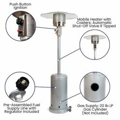 Emma+Oliver Emma And Oliver Outdoor Patio Heater - Silver - 7.5 Feet Round Steel Patio Heater - 40,000 BTU's -Emma+Oliver shop unnamed file 3855