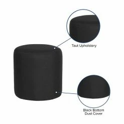 Emma+Oliver Emma And Oliver Taut Upholstered Round Ottoman Pouf In Black Fabric -Emma+Oliver shop unnamed file 3865