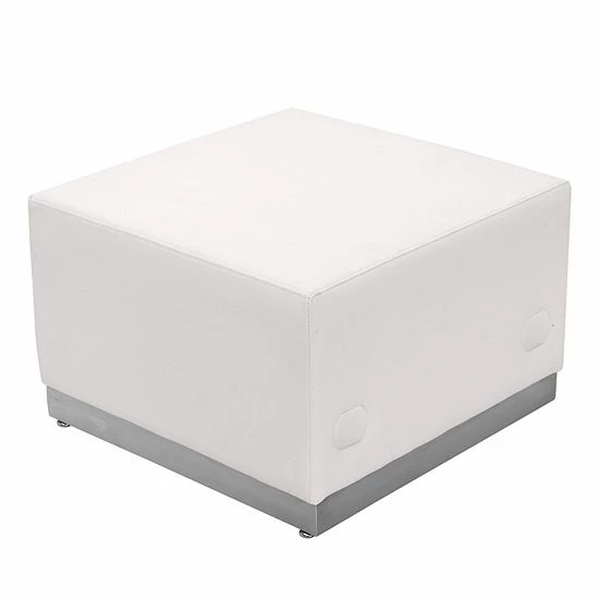 Emma+Oliver Emma And Oliver White LeatherSoft Ottoman With Brushed Stainless Steel Base Melrose White 5 Emma+Oliver Emma And Oliver White LeatherSoft Ottoman With Brushed Stainless Steel Base Melrose White - Image 5