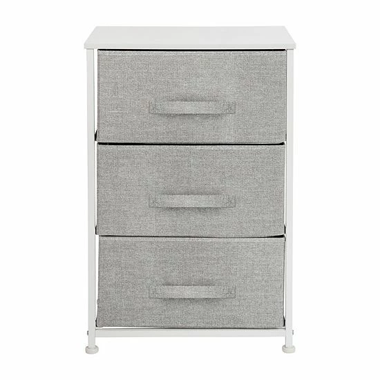 Emma+Oliver Emma And Oliver 3 Drawer Vertical Storage Dresser With White Wood Top & Gray Fabric Pull Drawers Whitegray 4 Emma+Oliver Emma And Oliver 3 Drawer Vertical Storage Dresser With White Wood Top & Gray Fabric Pull Drawers Whitegray - Image 4