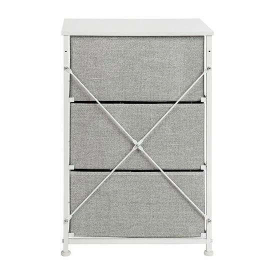 Emma+Oliver Emma And Oliver 3 Drawer Vertical Storage Dresser With White Wood Top & Gray Fabric Pull Drawers Whitegray 5 Emma+Oliver Emma And Oliver 3 Drawer Vertical Storage Dresser With White Wood Top & Gray Fabric Pull Drawers Whitegray - Image 5