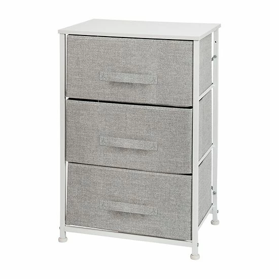 Emma+Oliver Emma And Oliver 3 Drawer Vertical Storage Dresser With White Wood Top & Gray Fabric Pull Drawers Whitegray 6 Emma+Oliver Emma And Oliver 3 Drawer Vertical Storage Dresser With White Wood Top & Gray Fabric Pull Drawers Whitegray - Image 6