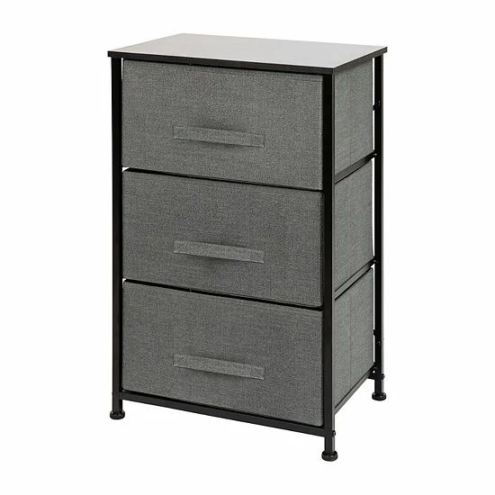 Emma+Oliver Emma And Oliver 3 Drawer Vertical Storage Dresser With White Wood Top & Gray Fabric Pull Drawers Whitegray 7 Emma+Oliver Emma And Oliver 3 Drawer Vertical Storage Dresser With White Wood Top & Gray Fabric Pull Drawers Whitegray - Image 7