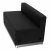 Emma+Oliver Emma And Oliver White LeatherSoft Loveseat With Brushed Stainless Steel Base Black