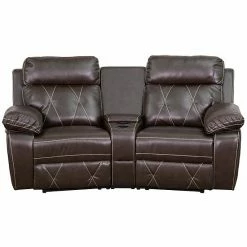 Emma+Oliver Emma And Oliver Brown LeatherSoft 2-Seat Reclining Theater Unit-Curved Cup Holders -Emma+Oliver shop unnamed file 3933