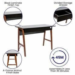 Emma+Oliver Emma And Oliver Home Office Writing Computer Desk With Drawer - Table Desk, Black/Walnut Blackwalnut -Emma+Oliver shop unnamed file 3939