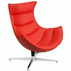 Emma+Oliver Emma And Oliver Red LeatherSoft Swivel Cocoon Chair -Emma+Oliver shop unnamed file 3949