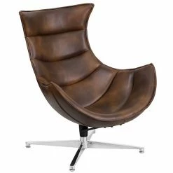 Emma+Oliver Emma And Oliver Red LeatherSoft Swivel Cocoon Chair -Emma+Oliver shop unnamed file 3950