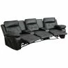 Emma+Oliver Emma And Oliver Black LeatherSoft 3-Seat Reclining Theater Unit-Curved Cup Holders