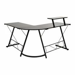 Emma+Oliver Emma And Oliver L-Shaped Computer Black Desk, Gaming Desk, Home Office Desk, Black Frame Blackblack -Emma+Oliver shop unnamed file 397