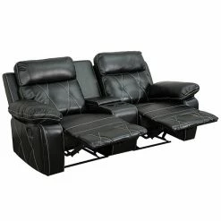 Emma+Oliver Emma And Oliver Black LeatherSoft 2-Seat Reclining Theater Unit-Straight Cup Holders -Emma+Oliver shop unnamed file 3970