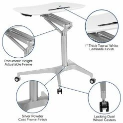 Emma+Oliver Emma And Oliver Mobile Sit-Down, Stand-Up White Ergonomic Computer Desk - Standing Desk 9 Emma+Oliver Emma And Oliver Mobile Sit-Down, Stand-Up White Ergonomic Computer Desk - Standing Desk -Emma+Oliver shop unnamed file 3973