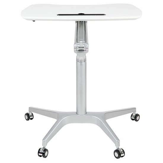 Emma+Oliver Emma And Oliver Mobile Sit-Down, Stand-Up White Ergonomic Computer Desk - Standing Desk 4 Emma+Oliver Emma And Oliver Mobile Sit-Down, Stand-Up White Ergonomic Computer Desk - Standing Desk - Image 4