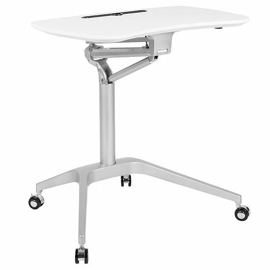 Emma+Oliver Emma And Oliver Mobile Sit-Down, Stand-Up White Ergonomic Computer Desk - Standing Desk 5 Emma+Oliver Emma And Oliver Mobile Sit-Down, Stand-Up White Ergonomic Computer Desk - Standing Desk - Image 5