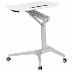Emma+Oliver Emma And Oliver Mobile Sit-Down, Stand-Up White Ergonomic Computer Desk - Standing Desk 12 Emma+Oliver Emma And Oliver Mobile Sit-Down, Stand-Up White Ergonomic Computer Desk - Standing Desk -Emma+Oliver shop unnamed file 3976