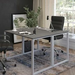 Emma+Oliver Emma And Oliver Industrial Modern Desk-47"L Commercial Grade Home Office Desk-Rustic Gray/White Rusticgraytopwhite -Emma+Oliver shop unnamed file 3987