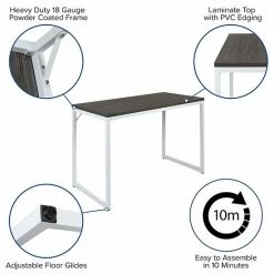 Emma+Oliver Emma And Oliver Industrial Modern Desk-47"L Commercial Grade Home Office Desk-Rustic Gray/White Rusticgraytopwhite -Emma+Oliver shop unnamed file 3988