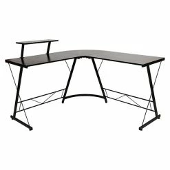 Emma+Oliver Emma And Oliver L-Shaped Computer Black Desk, Gaming Desk, Home Office Desk, Black Frame Blackblack -Emma+Oliver shop unnamed file 399