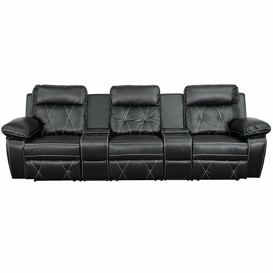Emma+Oliver Emma and Oliver Black LeatherSoft 3-Seat Reclining Theater Unit-Straight Cup Holders Emma+Oliver Emma And Oliver Black LeatherSoft 3-Seat Reclining Theater Unit-Straight Cup Holders -Emma+Oliver shop unnamed file 3994