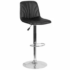 Emma+Oliver Emma And Oliver Gray Vinyl Embellished Stitch Adjustable Height Barstool
