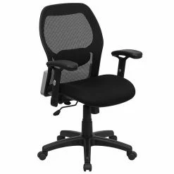 Emma+Oliver Emma And Oliver Mid-Back Black Mesh/LeatherSoft Executive Office Chair - Adjustable Lumbar 13 Emma+Oliver Emma And Oliver Mid-Back Black Mesh/LeatherSoft Executive Office Chair - Adjustable Lumbar -Emma+Oliver shop unnamed file 4047