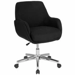 Emma+Oliver Emma And Oliver Home And Office Mid-Back Molded Frame Chair In Black Fabric