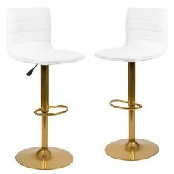 Emma+Oliver Emma And Oliver 2PK Black Vinyl Adjustable Height Barstool W/ Horizontal Stitch Back & Gold Base -Emma+Oliver shop unnamed file 4080