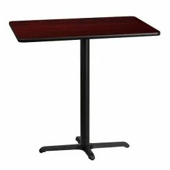 Emma+Oliver Emma And Oliver 30"x42" Walnut Laminate Bar Table Top-23.5"x29.5" Base Mahogany