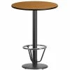 Emma+Oliver Emma And Oliver 30"RD Black Laminate Bar Table Top-18"RD Base/Foot Ring Walnut