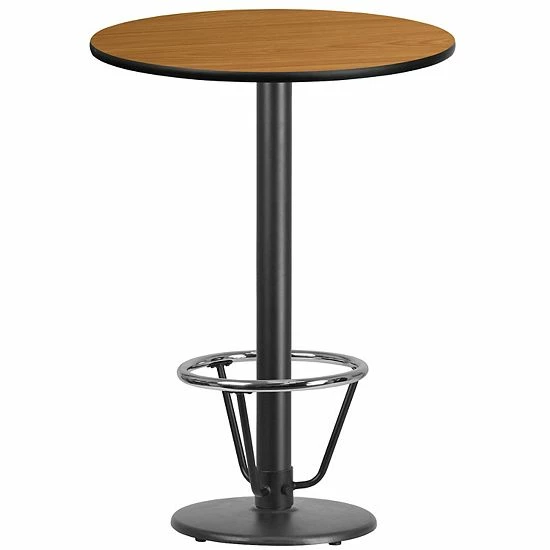 Emma+Oliver Emma and Oliver 30"RD Black Laminate Bar Table Top-18"RD Base/Foot Ring Walnut Emma+Oliver Emma And Oliver 30"RD Black Laminate Bar Table Top-18"RD Base/Foot Ring Walnut -Emma+Oliver shop unnamed file 4088