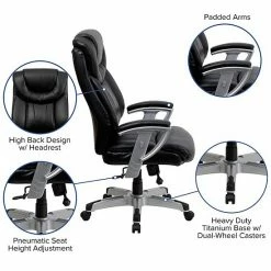 Emma+Oliver Emma And Oliver 400 Lb. Big&Tall High Back Black LeatherSoft Ergonomic Office Chair, Silver Arms -Emma+Oliver shop unnamed file 4092