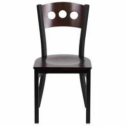 Emma+Oliver Emma And Oliver Black 3 Circle Back Metal Dining Chair - Walnut Wood Back & Seat Walnutburgundyblack -Emma+Oliver shop unnamed file 4113