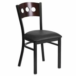 Emma+Oliver Emma And Oliver Black 3 Circle Back Metal Dining Chair - Walnut Wood Back & Seat Walnutburgundyblack -Emma+Oliver shop unnamed file 4116