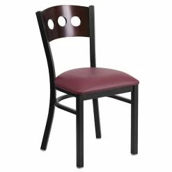 Emma+Oliver Emma And Oliver Black 3 Circle Back Metal Dining Chair - Walnut Wood Back & Seat Walnutburgundyblack -Emma+Oliver shop unnamed file 4117
