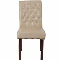 Emma+Oliver Emma And Oliver 6 PK Dark Gray Fabric Upholstered Rolled Back Parsons Chair With Nailhead Trim & Walnut Finished Frame With Plastic Floor Glides Black Faux Leather -Emma+Oliver shop unnamed file 4121