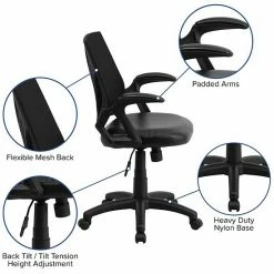 Emma+Oliver Emma And Oliver Mid-Back Designer Black Mesh Swivel Task Office Chair With LeatherSoft Seat 9 Emma+Oliver Emma And Oliver Mid-Back Designer Black Mesh Swivel Task Office Chair With LeatherSoft Seat -Emma+Oliver shop unnamed file 4128