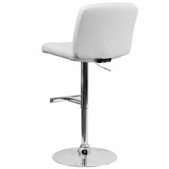 Emma+Oliver Emma And Oliver White Vinyl Adjustable Height Barstool With Square Tufted Back -Emma+Oliver shop unnamed file 4147