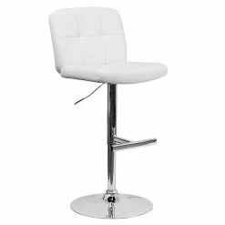 Emma+Oliver Emma And Oliver White Vinyl Adjustable Height Barstool With Square Tufted Back -Emma+Oliver shop unnamed file 4149