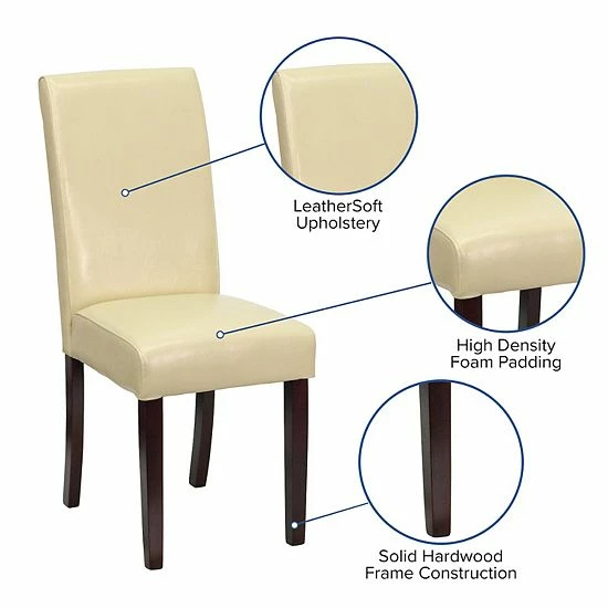 Emma+Oliver Emma And Oliver Ivory LeatherSoft Panel Back Parsons Chair 3 Emma+Oliver Emma And Oliver Ivory LeatherSoft Panel Back Parsons Chair - Image 3