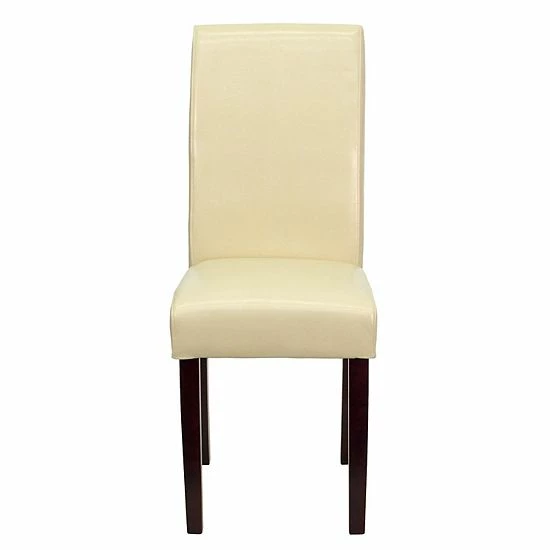 Emma+Oliver Emma And Oliver Ivory LeatherSoft Panel Back Parsons Chair 4 Emma+Oliver Emma And Oliver Ivory LeatherSoft Panel Back Parsons Chair - Image 4