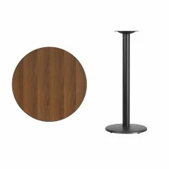 Emma+Oliver Emma And Oliver 30"RD Black Laminate Bar Table Top-18"RD Base Walnut -Emma+Oliver shop unnamed file 4160