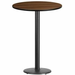 Emma+Oliver Emma And Oliver 30"RD Black Laminate Bar Table Top-18"RD Base Walnut -Emma+Oliver shop unnamed file 4161