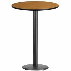 Emma+Oliver Emma And Oliver 30"RD Black Laminate Bar Table Top-18"RD Base Walnut -Emma+Oliver shop unnamed file 4162