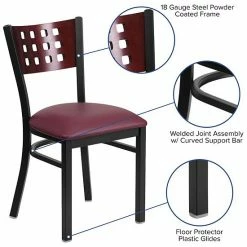 Emma+Oliver Emma And Oliver Black Cutout Back Metal Dining Chair - Mahogany Wood Back & Seat Mahoganyblackblack 2 Emma+Oliver Emma And Oliver Black Cutout Back Metal Dining Chair - Mahogany Wood Back & Seat Mahoganyblackblack -Emma+Oliver shop unnamed file 4165