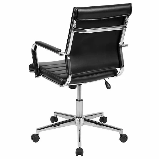 Emma+Oliver Emma And Oliver Mid-Back Black LeatherSoft Ribbed Executive Swivel Office Chair - Desk Chair 5 Emma+Oliver Emma And Oliver Mid-Back Black LeatherSoft Ribbed Executive Swivel Office Chair - Desk Chair - Image 5