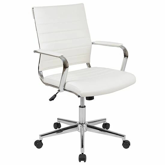 Emma+Oliver Emma And Oliver Mid-Back Black LeatherSoft Ribbed Executive Swivel Office Chair - Desk Chair 6 Emma+Oliver Emma And Oliver Mid-Back Black LeatherSoft Ribbed Executive Swivel Office Chair - Desk Chair - Image 6