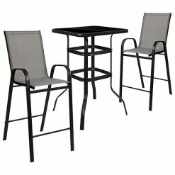 Emma+Oliver Emma And Oliver 3 Piece Outdoor Bar Height Set-Glass Patio Bar Table-Navy All-Weather Barstools Gray 6 Emma+Oliver Emma And Oliver 3 Piece Outdoor Bar Height Set-Glass Patio Bar Table-Navy All-Weather Barstools Gray -Emma+Oliver shop unnamed file 4183
